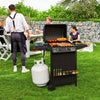 Outsunny 2+1 Burner Propane Gas BBQ Grill, Portable Gas Barbecue Grill with Side Burner, Lid, Side Table, Shelf, Spice Rack, Wheels, Grease Cup, Thermometer for Garden, Black