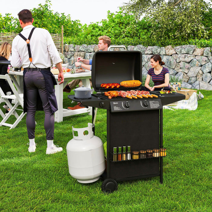 Outsunny Barbecue a gaz propane 2+1 bruleurs, barbecue a gaz portable, noir
