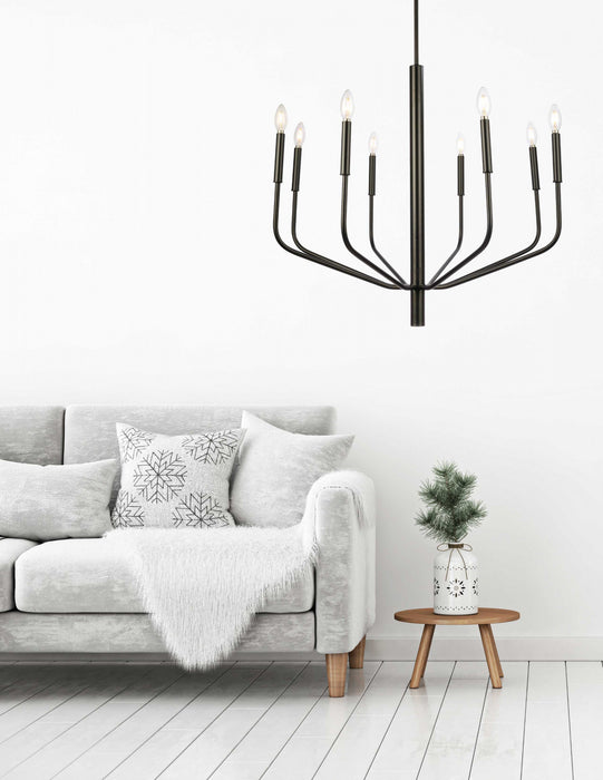 Lustre Eleanor de Dainolite avec fini noir mat et 8 ampoules