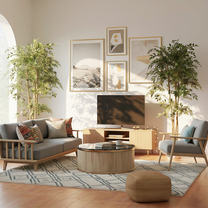 HOMCOM Faux Banians de 6pi, Ensemble de 2 Plantes Artificielles