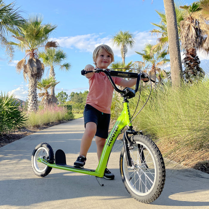Aosom Trottinette Pour Enfants Avec Guidon Reglable Et Double Frein, Vert