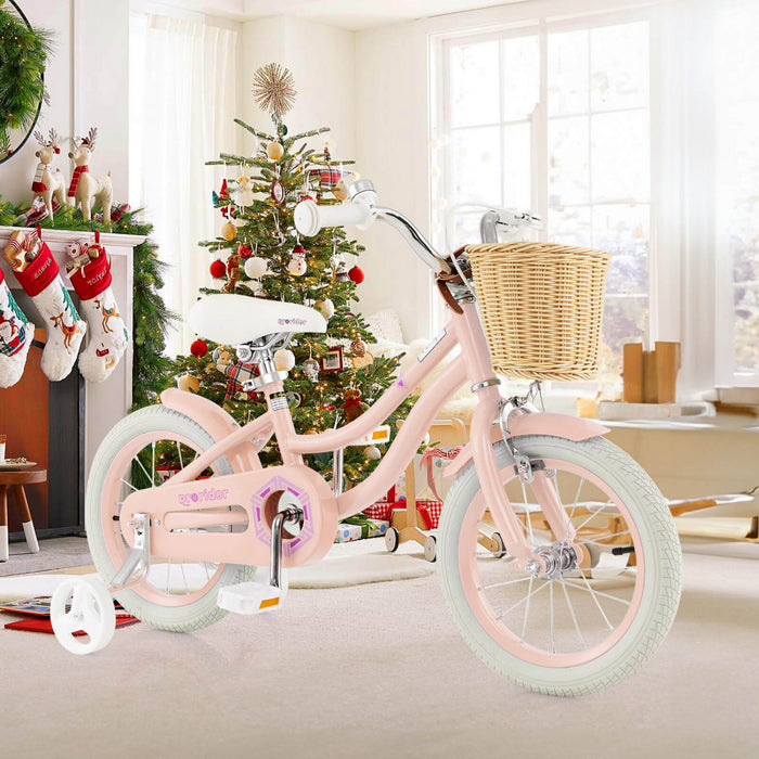 Prorider 14\" Velo Enfant Avec Roues D'entrainement Reglable Guidon Siege Frein A Main Rose