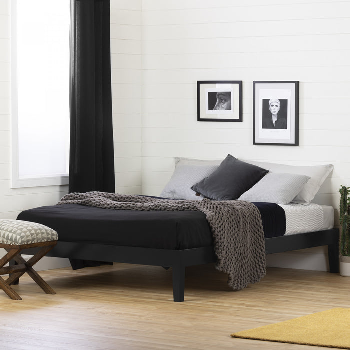 Vito Base De Lit En Bois - Noir Solide