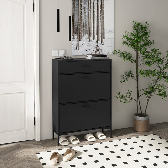 HOMCOM Armoire de rangement pour chaussures moderne avec portes rabattables
