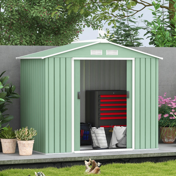 Outsunny Abri De Jardin Exterieur En Metal Galvanise 7' X 4', Vert Clair