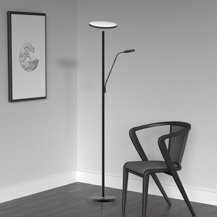 Lampe à pied Mother and Son de Dainolite avec fini noir sablé et ampoule à DEL