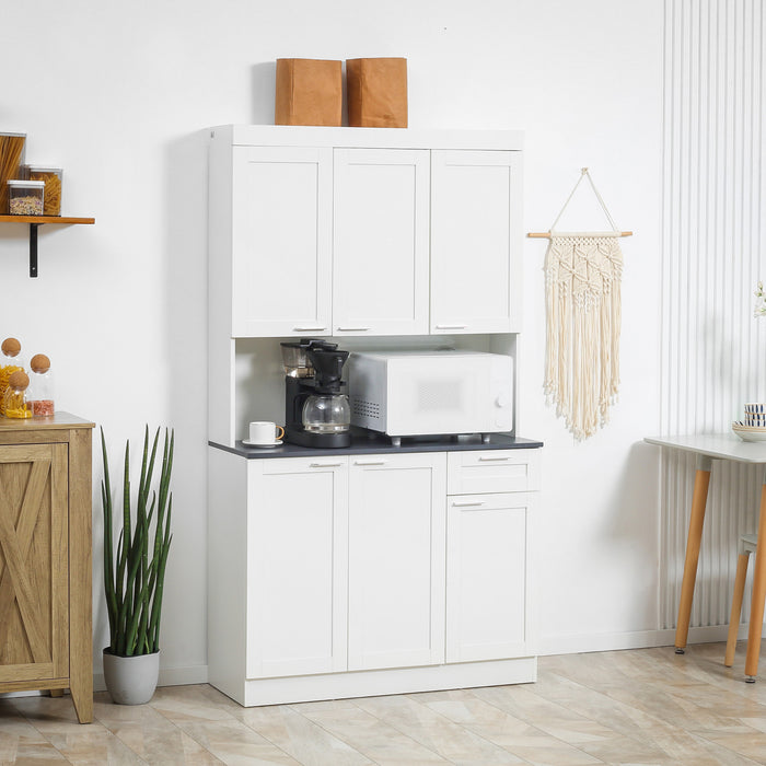HOMCOM Armoire de rangement avec etagere reglable, tiroir, blanc