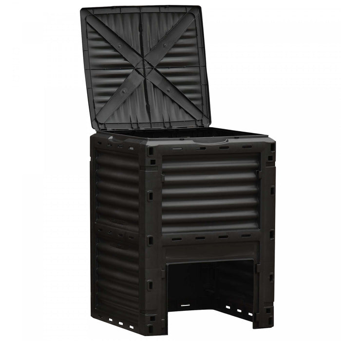 Outsunny Garden Compost Bin Large Outdoor Compost Container 80 Gallon Fast Creation Of Fertile Soil Aerating Compost Box, Easy Assembly, Black
