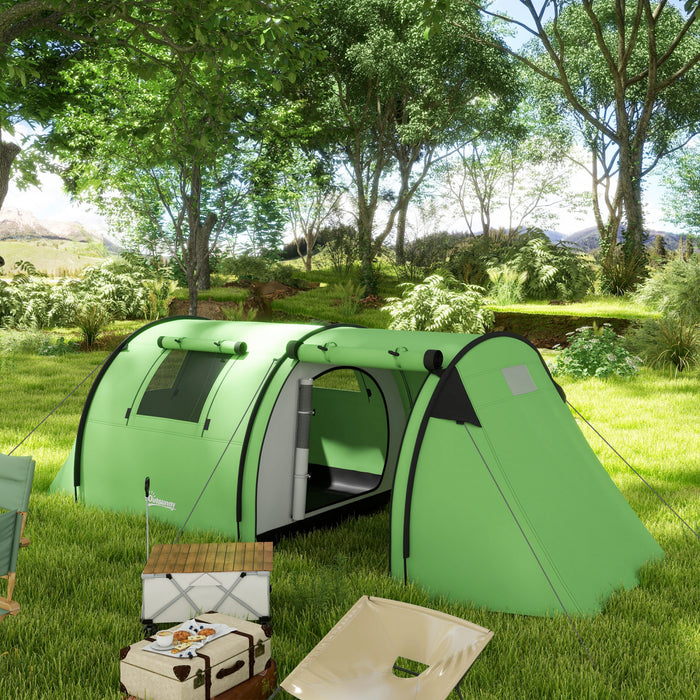Outsunny Tente de camping 3-4 personnes avec 2 chambres, tente etanche