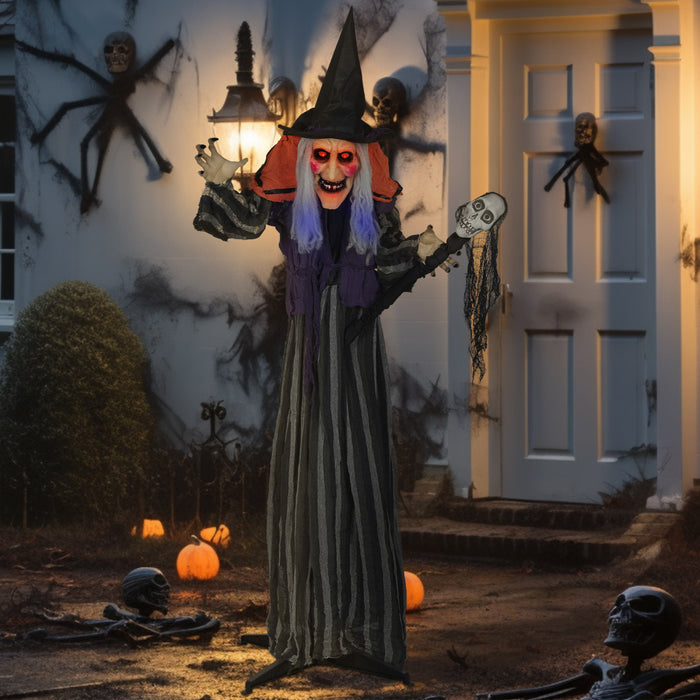 Outsunny Decoration Animee D'halloween, Sorciere Animatronique, Orange