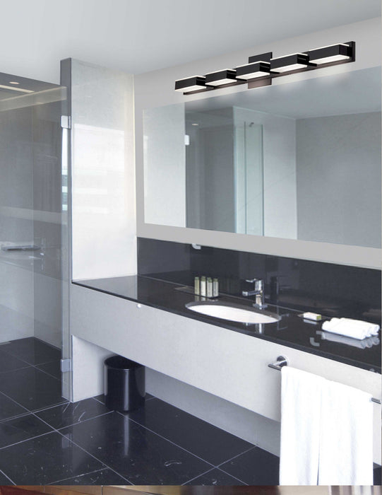 Lumière de coiffeuse murale Viola de Dainolite avec fini noir mat et 5 ampoules à DEL