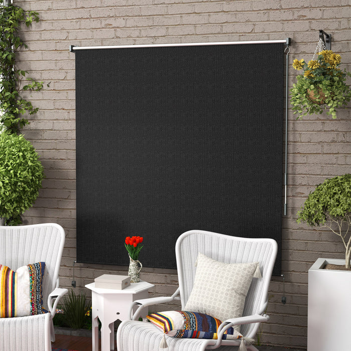 Outsunny Store Enrouleur Exterieur, Store De Porte Patio 6'x6', Noir
