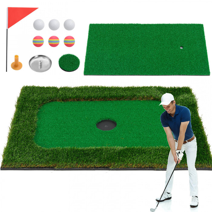 Costway Rectangulaire Flottant Golf Vert Pour La Piscine Comprend Le Tapis De Golf Frappant 6 Balles De Golf