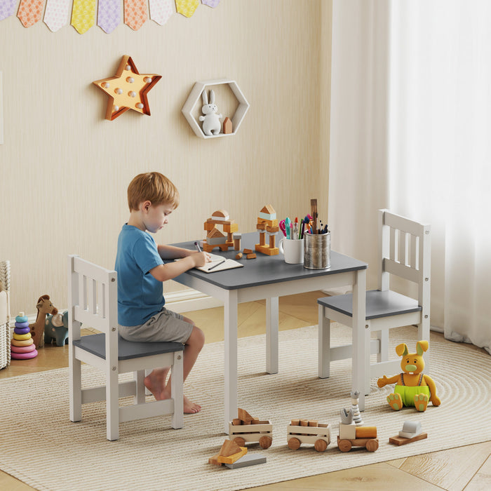 Qaba Ensemble table et chaises pour enfants, table et 2 chaises, gris