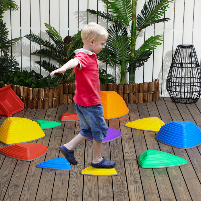Outsunny Pierres D'equilibre Pour Enfants, Parcours D'obstacles, Jeu Sensoriel, Exterieur Et Interieur Pour 3 A 8 Ans