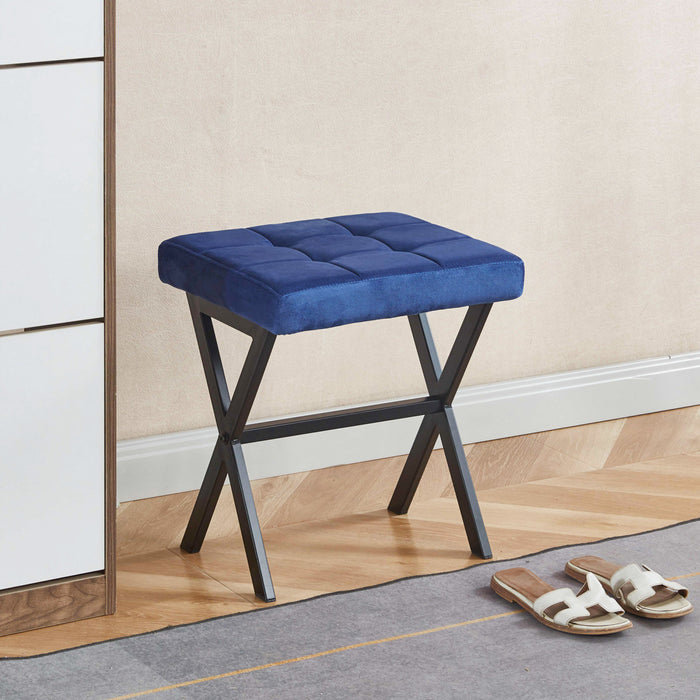 Tabouret d’appoint polyvalent Owen avec pieds en metal, couleur bleu