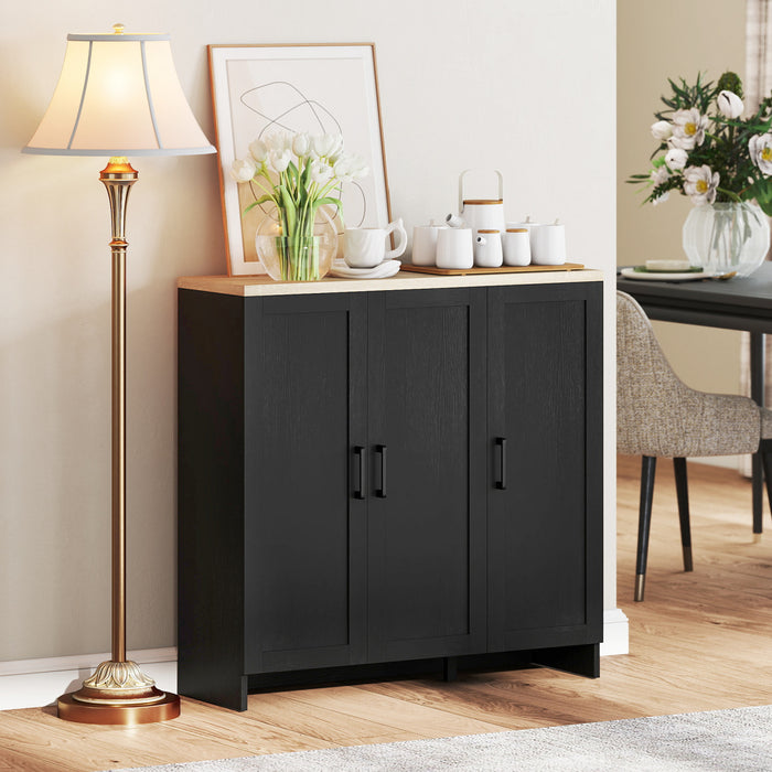 HOMCOM Armoire buffet moderne avec etageres reglables, noir