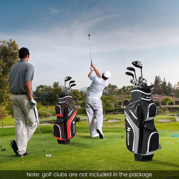 Sac De Chariot De Golf Leger Costway Avec 14 Diviseurs Superieurs De Maniere 9 Poches Sac De Refroidissement De Capuchon De Pluie