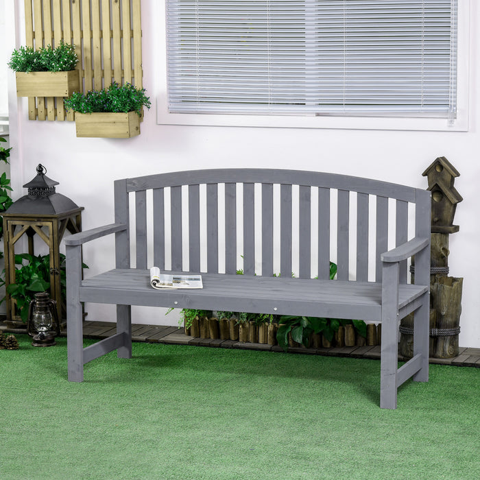 Outsunny Banc De Jardin En Bois 2 Places Avec Design A Lattes, Gris