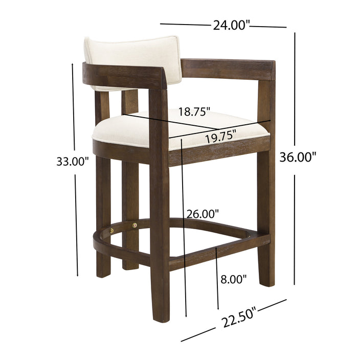 Lucas Ensemble de 2 tabourets de bar en bois de caoutchouc de 26\" avec assise rembourree, noyer