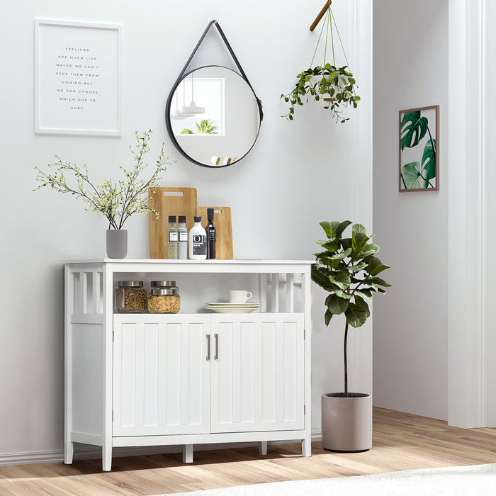 HOMCOM Buffet Console Rangement Armoire 2 Portes Blanc