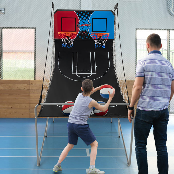 Costway Double Shot Basketball Arcade Game Avec 8 Modes De Jeu Arcade Sound Electronic Scoring Red