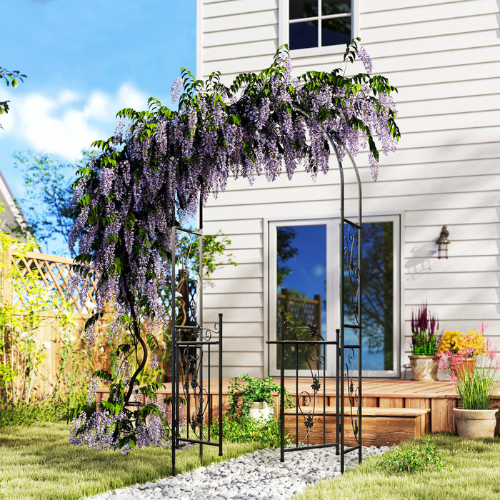 Outsunny Arche De Jardin En Acier De 7 Pi Avec Double Portail, Noir