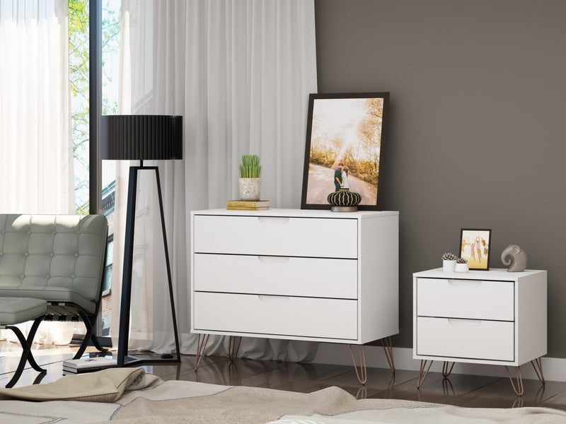 Ensemble de commodes 2 pieces Rockefeller style milieu du siecle en blanc