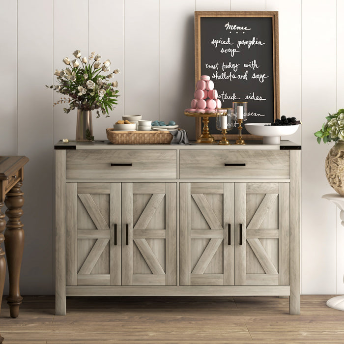 HOMCOM Buffet avec 2 tiroirs 2 armoires de rangement Buffet, Gris