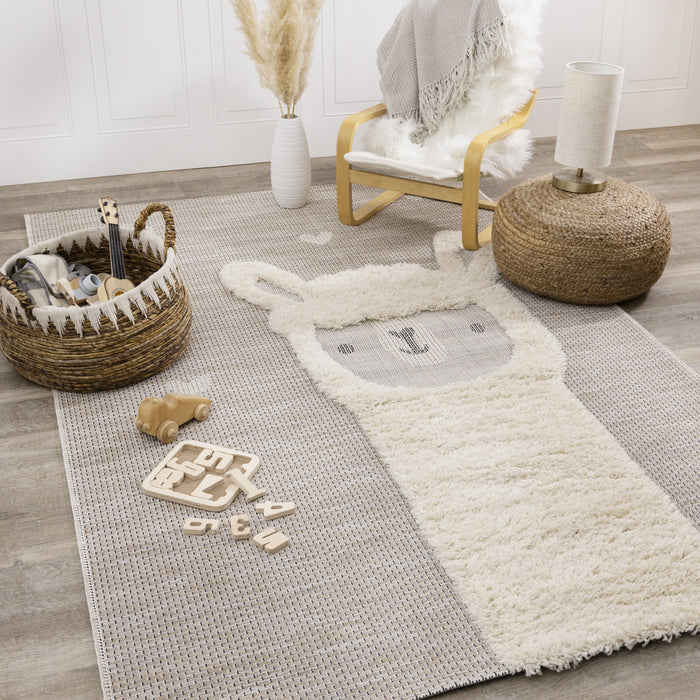 Carpette à motif lama pour enfants - 5 pi 3 po x 7 pi 7 po