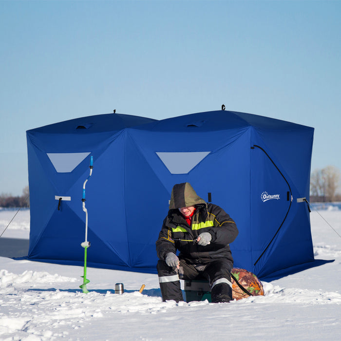 Outsunny Tente De Peche Sur Glace Isolee Pour 5 A 8 Personnes (142\" X 71\" X 71\")