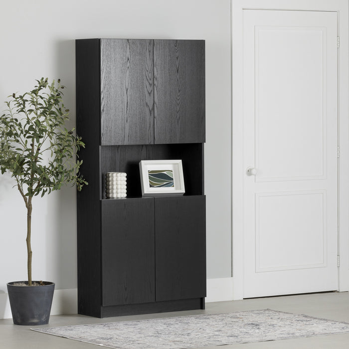 Liora Bibliotheque 4 Portes Et Rangement Ouvert - Chene Noir