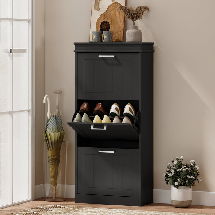HOMCOM Armoire a chaussures avec tiroirs rabattables et etagere reglable