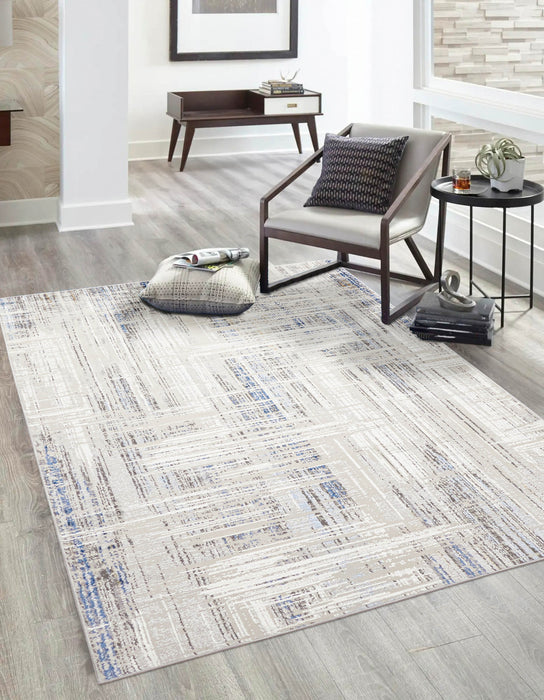 Tapis Contemporain/Moderne Quinn 8'0\" x 10'0\" en Bleu