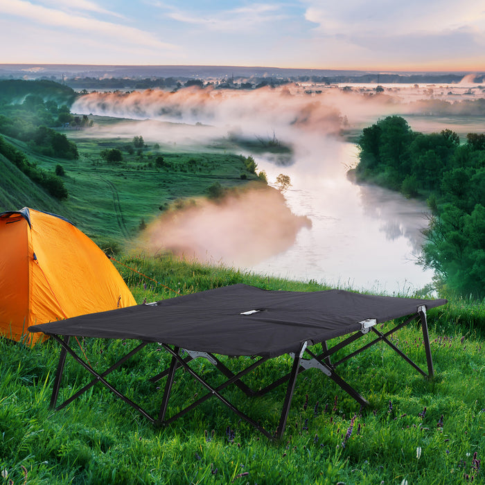 Outsunny Lit De Camping Pliant Pour Deux Personnes De 76 Po Avec Sac De Transport, Noir