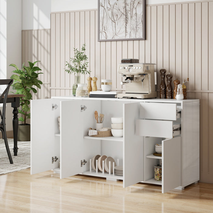 HOMCOM Buffet de Cuisine avec Tiroirs a Ouverture par Pression et Placards