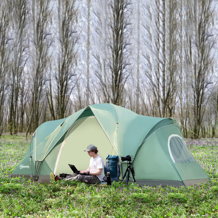 Outsunny Tente De Camping Exterieure 5-6 Personnes, Tente Familiale, Vert