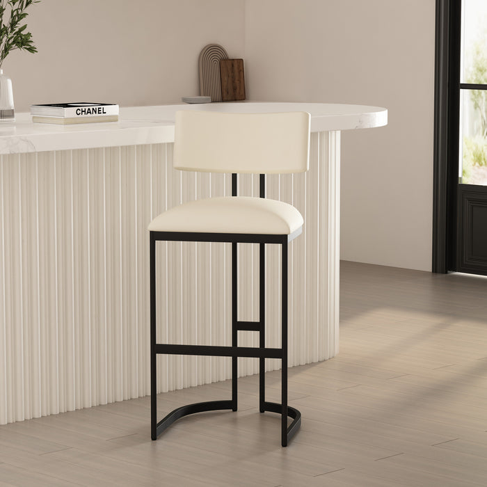 Tabouret de bar moderne contemporain en metal Juno, ivoire