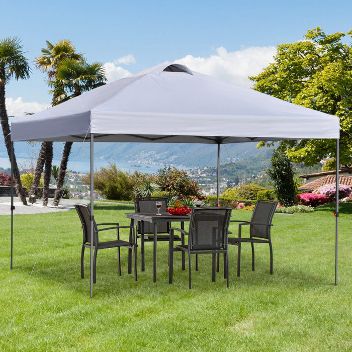 Outsunny Tente A Toit Escamotable 10' X 10' Avec Aeration Et Sac, Blanc