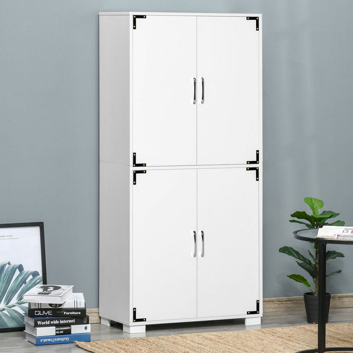 HOMCOM Armoire Rustique Bibliotheque 4 Etageres Blanc