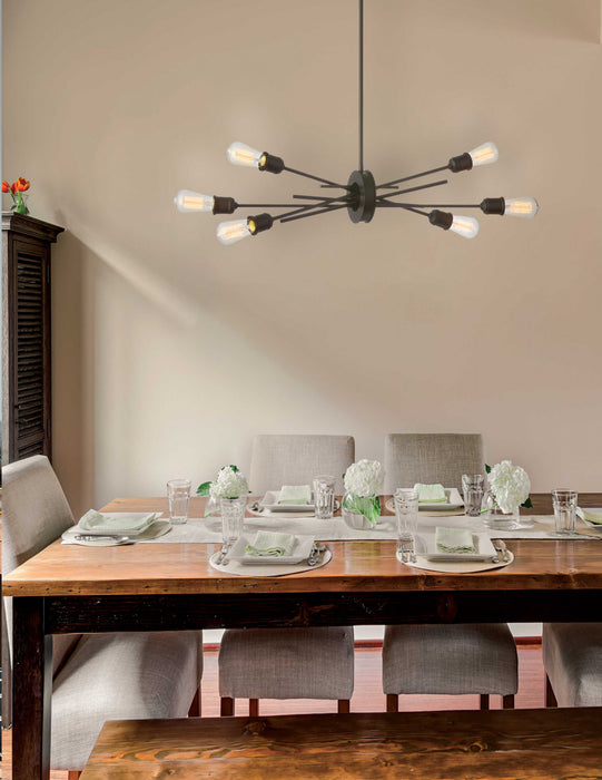 Luminaire suspendu horizontal Nebraska de Dainolite avec fini espresso et 6 ampoules