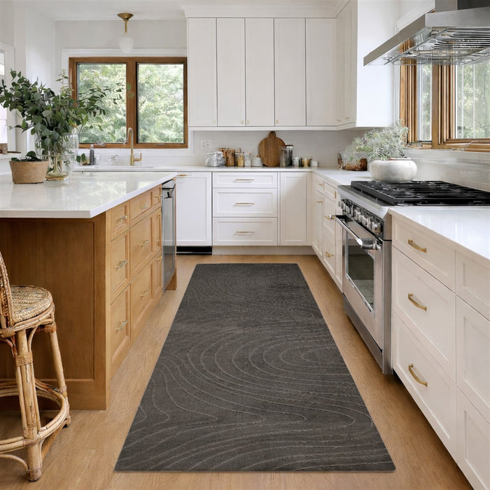 Tapis Lavable/Contemporain Somos 1'10\" x 6'0\" en Charbon