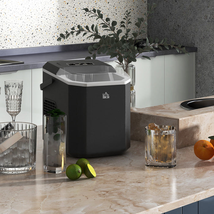 HOMCOM Machine a glacons avec panier 26 lb/24 hr, 2 tailles de glace, noir
