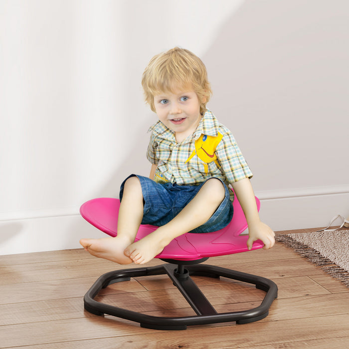 Qaba Chaise pivotante pour enfants, chaise pivotante sensorielle en forme de papillon pour la coordination corporelle, tabouret oscillant antiderapant pour les 3 a 6 ans, rose