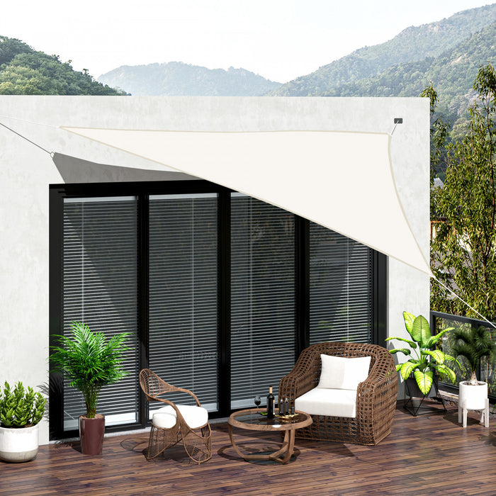 Outsunny Triangle 13x13x13ft Sun Sail Shade Garden Uv Block Sunshade Outdoor Canopy Patio Lawn Shelter Cream White