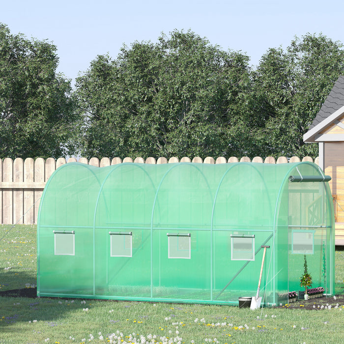 Outsunny Serre Tunnel De Plain-pied, Serre De 13 X 6.4 X 6.5 Pi, Vert