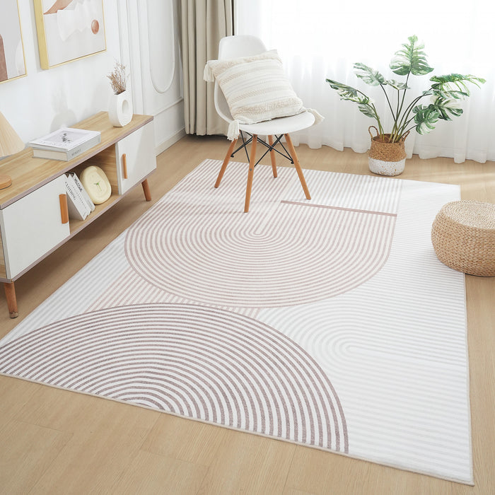 Aqua Cercles Tapis Lavable Et Antiderapant A Poils Ras 5'x7'