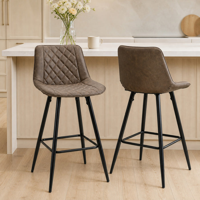 HOMCOM 2 Tabourets de Bar Hauteur Comptoir 69cm Cuisine Brun