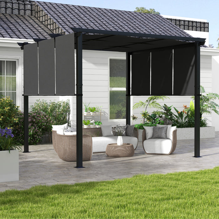 Outsunny Pergola En Metal 10' X 10' Avec Auvent Retractable Pour Patio