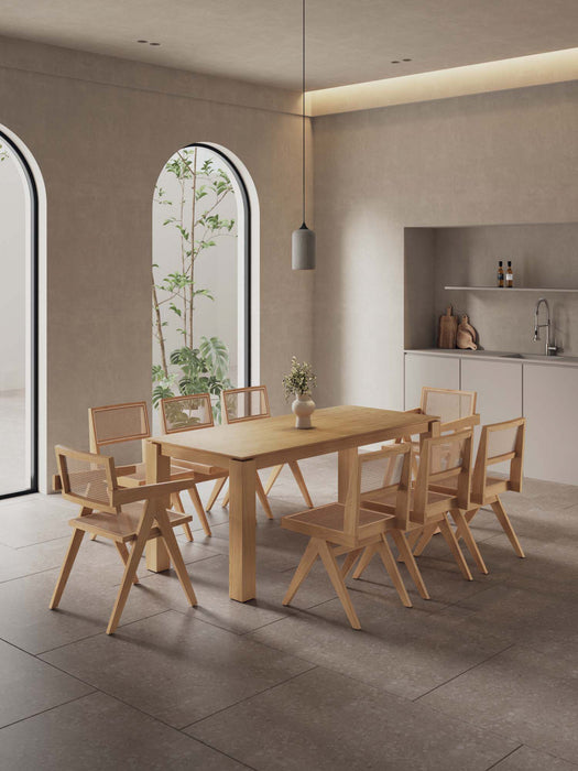 Hamlet et Ensemble de salle a manger moderne industriel chic Rockaway 9 pieces en naturel